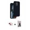 MARSİLYAN™- iPhone 11 Kılıf Kıvılcım Çizgi Serisi - Siyah Bilvis Hayalet Cam Ekran Koruyucu + Pers Alüminyum Kamera Lens - KI