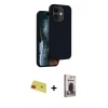 MARSİLYAN™- iPhone 11 Kılıf Kıvılcım Çizgi Serisi - Siyah Bilvis Hayalet Cam Ekran Koruyucu + Rainbow Kamera Lens Koruma Cam - KI