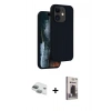 MARSİLYAN™- iPhone 11 Kılıf Kıvılcım Çizgi Serisi - Siyah Bilvis Hayalet Cam Ekran Koruyucu + Pers Alüminyum Kamera Lens - YL