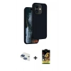 MARSİLYAN™- iPhone 11 Kılıf Kıvılcım Çizgi Serisi - Siyah Buffer Cam Ekran Koruyucu + Pers Alüminyum Kamera Lens - LT
