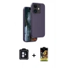MARSİLYAN™- iPhone 11 Kılıf Kıvılcım Çizgi Serisi - Siyah Buffer Cam Ekran Koruyucu + Mavi PVD Metal Kamera Lens