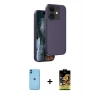 MARSİLYAN™- iPhone 11 Kılıf Kıvılcım Çizgi Serisi - Siyah Buffer Cam Ekran Koruyucu + Neon Fosforlu Kamera Lens - MI