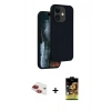 MARSİLYAN™- iPhone 11 Kılıf Kıvılcım Çizgi Serisi - Siyah Buffer Cam Ekran Koruyucu + Pers Alüminyum Kamera Lens - KI
