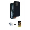 MARSİLYAN™- iPhone 11 Kılıf Kıvılcım Çizgi Serisi - Siyah Buffer Cam Ekran Koruyucu + Pers Alüminyum Kamera Lens - GI