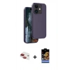 MARSİLYAN™- iPhone 11 Kılıf Kıvılcım Çizgi Serisi - Siyah Buffer Hayalet Cam Ekran Koruyucu + Kırmızı Pers Alüminyum Kamera Lens