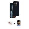 MARSİLYAN™- iPhone 11 Kılıf Kıvılcım Çizgi Serisi - Siyah Buffer Hayalet Cam Ekran Koruyucu + Kırmızı Pers Alüminyum Kamera Lens
