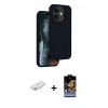 MARSİLYAN™- iPhone 11 Kılıf Kıvılcım Çizgi Serisi - Siyah Buffer Hayalet Cam Ekran Koruyucu + Renkli Kamera Lens Koruma Cam - PE