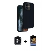MARSİLYAN™- iPhone 11 Kılıf Kıvılcım Çizgi Serisi - Siyah Buffer Hayalet Cam Ekran Koruyucu + PVD Metal Kamera Lens - SH
