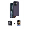 MARSİLYAN™- iPhone 11 Kılıf Kıvılcım Çizgi Serisi - Siyah Buffer Hayalet Cam Ekran Koruyucu + PVD Metal Kamera Lens - MI