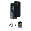 MARSİLYAN™- iPhone 11 Kılıf Kıvılcım Çizgi Serisi - Siyah Buffer Hayalet Cam Ekran Koruyucu + Raze Metal Kamera Lens - GS