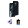 MARSİLYAN™- iPhone 11 Kılıf Kıvılcım Çizgi Serisi - Siyah Buffer Hayalet Cam Ekran Koruyucu + Raze Metal Kamera Lens - MR