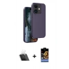 MARSİLYAN™- iPhone 11 Kılıf Kıvılcım Çizgi Serisi - Siyah Buffer Hayalet Cam Ekran Koruyucu + Kamera Lens Koruma Cam - SF