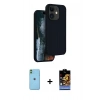 MARSİLYAN™- iPhone 11 Kılıf Kıvılcım Çizgi Serisi - Siyah Buffer Hayalet Cam Ekran Koruyucu + Neon Fosforlu Kamera Lens - YL