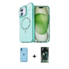 MARSİLYAN™- iPhone 11 Kılıf Kıvılcım Form Prime - Şeffaf 360 Full Body Arka Koruyucu + Neon Fosforlu Kamera Lens - MI