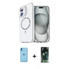 MARSİLYAN™- iPhone 11 Kılıf Kıvılcım Form Prime - Şeffaf 360 Full Body Arka Koruyucu + Neon Fosforlu Kamera Lens - MI