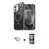 MARSİLYAN™- iPhone 11 Kılıf Kıvılcım Form Prime - Siyah 34D Hayalet Izgaralı Cam + Pers Alüminyum Kamera Lens - GD
