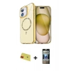 MARSİLYAN™- iPhone 11 Kılıf Kıvılcım Form Prime - Siyah 34D Hayalet Izgaralı Cam + Rainbow Kamera Lens Koruma Cam - KI