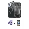 MARSİLYAN™- iPhone 11 Kılıf Kıvılcım Form Prime - Siyah 34D Hayalet Izgaralı Cam + Raze Metal Kamera Lens - MR