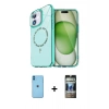 MARSİLYAN™- iPhone 11 Kılıf Kıvılcım Form Prime - Siyah 34D Hayalet Izgaralı Cam + Neon Fosforlu Kamera Lens - MI