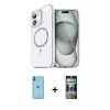 MARSİLYAN™- iPhone 11 Kılıf Kıvılcım Form Prime - Siyah 34D Hayalet Izgaralı Cam + Neon Fosforlu Kamera Lens - MI