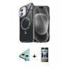 MARSİLYAN™- iPhone 11 Kılıf Kıvılcım Form Prime - Siyah 34D Hayalet Izgaralı Cam + Raze Metal Kamera Lens - MI