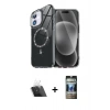 MARSİLYAN™- iPhone 11 Kılıf Kıvılcım Form Prime - Siyah 34D Hayalet Izgaralı Cam + Şeffaf Kamera Lens Koruma Cam