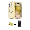 MARSİLYAN™- iPhone 11 Kılıf Kıvılcım Form Prime - Siyah 3D Antistatik Hayalet Cam Ekran Koruyucu + Rainbow Kamera Lens Koruma Cam - KI