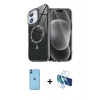 MARSİLYAN™- iPhone 11 Kılıf Kıvılcım Form Prime - Siyah 3D Antistatik Seramik Nano Ekran Koruyucu + Mavi Neon Fosforlu Kamera Lens