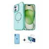 MARSİLYAN™- iPhone 11 Kılıf Kıvılcım Form Prime - Siyah 3D Antistatik Seramik Nano Ekran Koruyucu + Mavi Neon Fosforlu Kamera Lens