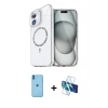 MARSİLYAN™- iPhone 11 Kılıf Kıvılcım Form Prime - Siyah 3D Antistatik Seramik Nano Ekran Koruyucu + Mavi Neon Fosforlu Kamera Lens