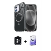 MARSİLYAN™- iPhone 11 Kılıf Kıvılcım Form Prime - Siyah Bilvis 5in1 5D Magic Hayalet Cam Ekran Koruyucu + PVD Metal Kamera Lens - SH