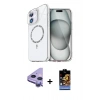 MARSİLYAN™- iPhone 11 Kılıf Kıvılcım Form Prime - Siyah Buffer Hayalet Cam Ekran Koruyucu + Mor Raze Metal Kamera Lens