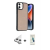 MARSİLYAN™- iPhone 11 Kılıf Kıvılcım Işık Serisi - Şeffaf Pasifik Cam Ekran Koruyucu + Raze Metal Kamera Lens - GS