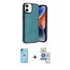 MARSİLYAN™- iPhone 11 Kılıf Kıvılcım Işık Serisi - Şeffaf Royal Nano Ekran Koruyucu + Neon Fosforlu Kamera Lens - TU