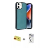 MARSİLYAN™- iPhone 11 Kılıf Kıvılcım Işık Serisi - Şeffaf Uv Polymer Nano Ekran Koruyucu + Rainbow Kamera Lens Koruma Cam - KI