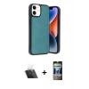 MARSİLYAN™- iPhone 11 Kılıf Kıvılcım Işık Serisi - Siyah 34D Hayalet Izgaralı Cam + Kamera Lens Koruma Cam - SF
