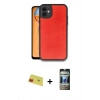 MARSİLYAN™- iPhone 11 Kılıf Kıvılcım Işık Serisi - Siyah 34D Hayalet Izgaralı Cam + Kırmızı Rainbow Kamera Lens Koruma Cam
