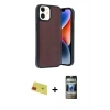 MARSİLYAN™- iPhone 11 Kılıf Kıvılcım Işık Serisi - Siyah 34D Hayalet Izgaralı Cam + Kırmızı Rainbow Kamera Lens Koruma Cam