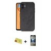 MARSİLYAN™- iPhone 11 Kılıf Kıvılcım Işık Serisi - Siyah 34D Hayalet Izgaralı Cam + Kırmızı Rainbow Kamera Lens Koruma Cam