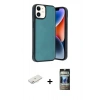 MARSİLYAN™- iPhone 11 Kılıf Kıvılcım Işık Serisi - Siyah 34D Hayalet Izgaralı Cam + Renkli Kamera Lens Koruma Cam - PE