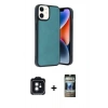 MARSİLYAN™- iPhone 11 Kılıf Kıvılcım Işık Serisi - Siyah 34D Hayalet Izgaralı Cam + PVD Metal Kamera Lens - SH