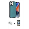 MARSİLYAN™- iPhone 11 Kılıf Kıvılcım Işık Serisi - Siyah 34D Hayalet Izgaralı Cam + Pers Alüminyum Kamera Lens - YL