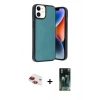 MARSİLYAN™- iPhone 11 Kılıf Kıvılcım Işık Serisi - Siyah 360 Mat Full Body Arka Koruyucu + Pers Alüminyum Kamera Lens - KI
