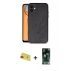 MARSİLYAN™- iPhone 11 Kılıf Kıvılcım Işık Serisi - Siyah 360 Mat Full Body Arka Koruyucu + Kırmızı Rainbow Kamera Lens Koruma Cam
