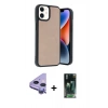 MARSİLYAN™- iPhone 11 Kılıf Kıvılcım Işık Serisi - Siyah 360 Mat Full Body Arka Koruyucu + Raze Metal Kamera Lens - MR