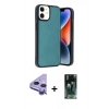 MARSİLYAN™- iPhone 11 Kılıf Kıvılcım Işık Serisi - Siyah 360 Mat Full Body Arka Koruyucu + Raze Metal Kamera Lens - MR
