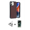 MARSİLYAN™- iPhone 11 Kılıf Kıvılcım Işık Serisi - Siyah 360 Mat Full Body Arka Koruyucu + Raze Metal Kamera Lens - GS