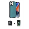 MARSİLYAN™- iPhone 11 Kılıf Kıvılcım Işık Serisi - Siyah 360 Mat Full Body Arka Koruyucu + PVD Metal Kamera Lens - SH