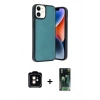 MARSİLYAN™- iPhone 11 Kılıf Kıvılcım Işık Serisi - Siyah 360 Mat Full Body Arka Koruyucu + PVD Metal Kamera Lens - TU