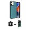 MARSİLYAN™- iPhone 11 Kılıf Kıvılcım Işık Serisi - Siyah 360 Mat Full Body Arka Koruyucu + PVD Metal Kamera Lens - YL